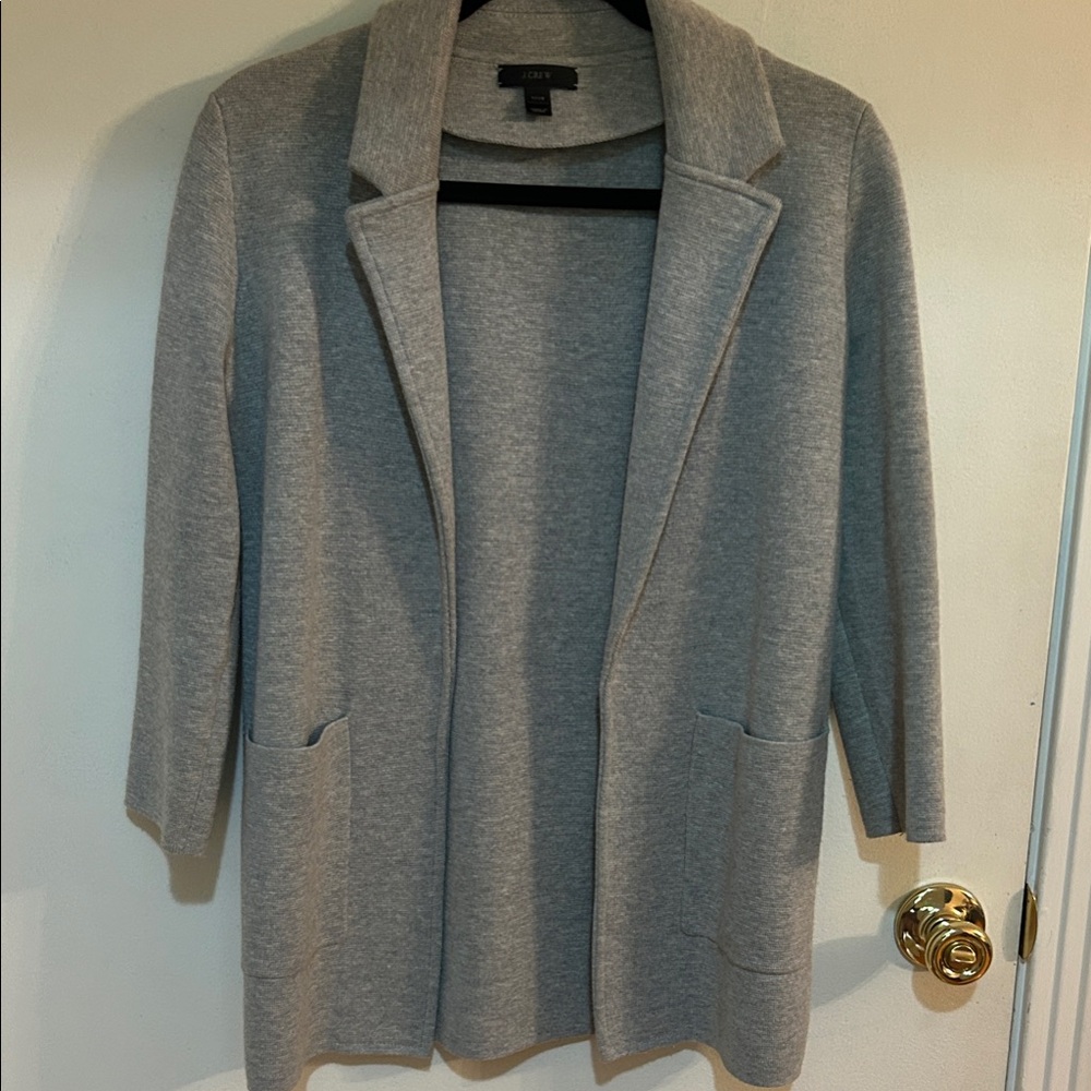 J. CREW Open-Front Long Cardigan Jacket in Light Gray